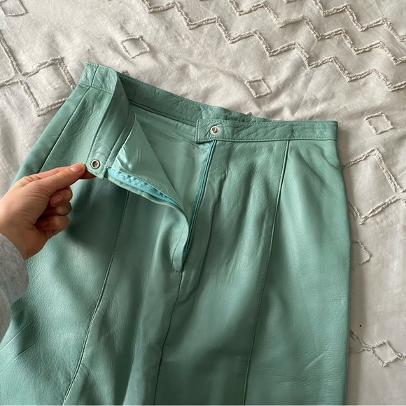 vintage danier leather turquoise skirt - Picture 4 of 11